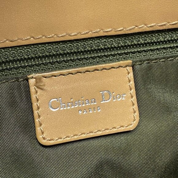 Auth DIOR/ChristianDior Trotteur Khaki Cream Beige Jacquard Leather Tote Bag - Picture 6 of 16